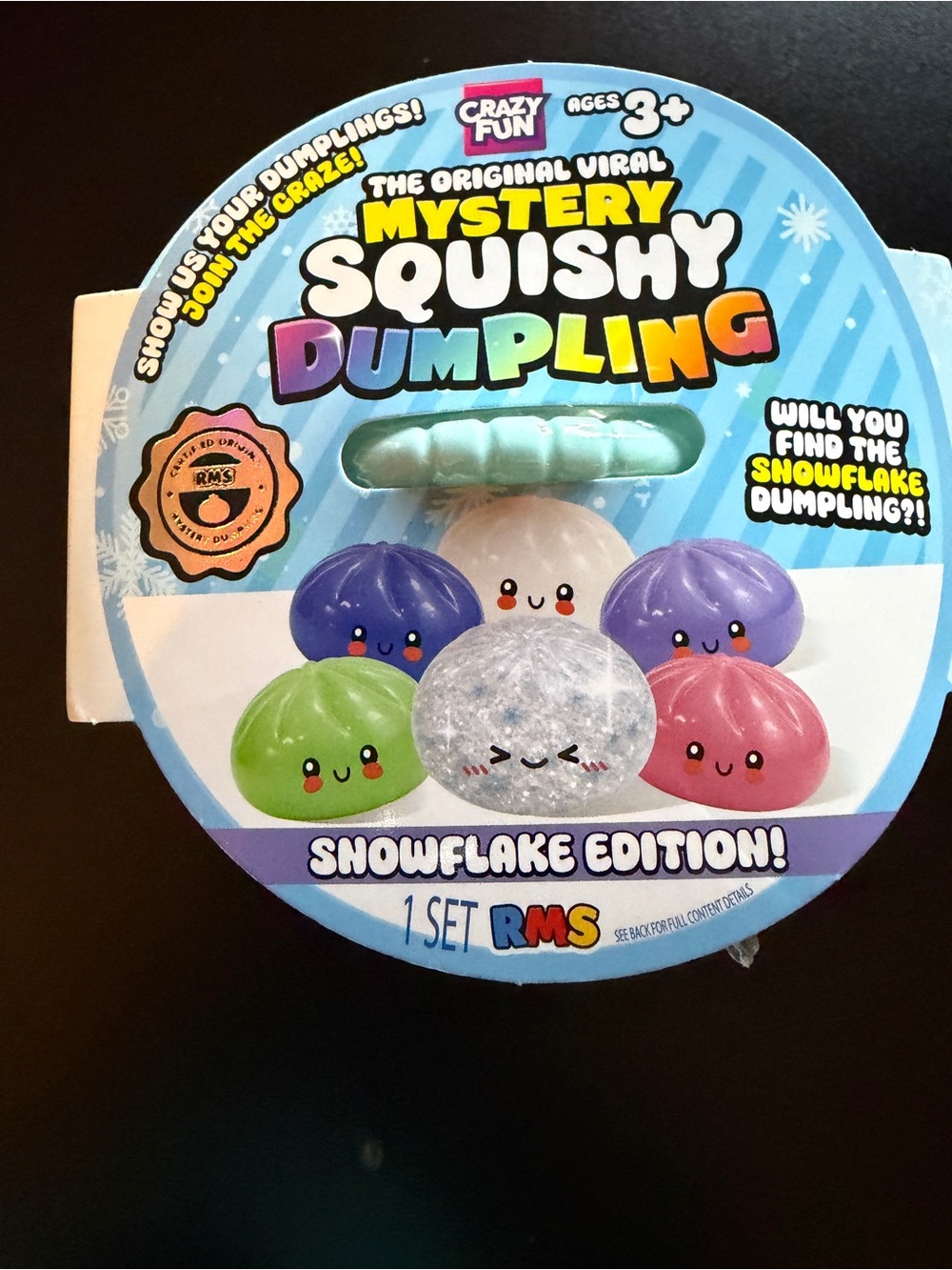 New & Sealed Mystery Squishy Dumpling RMS Snowflake Edition 3+ Squeeze Crazy Fun